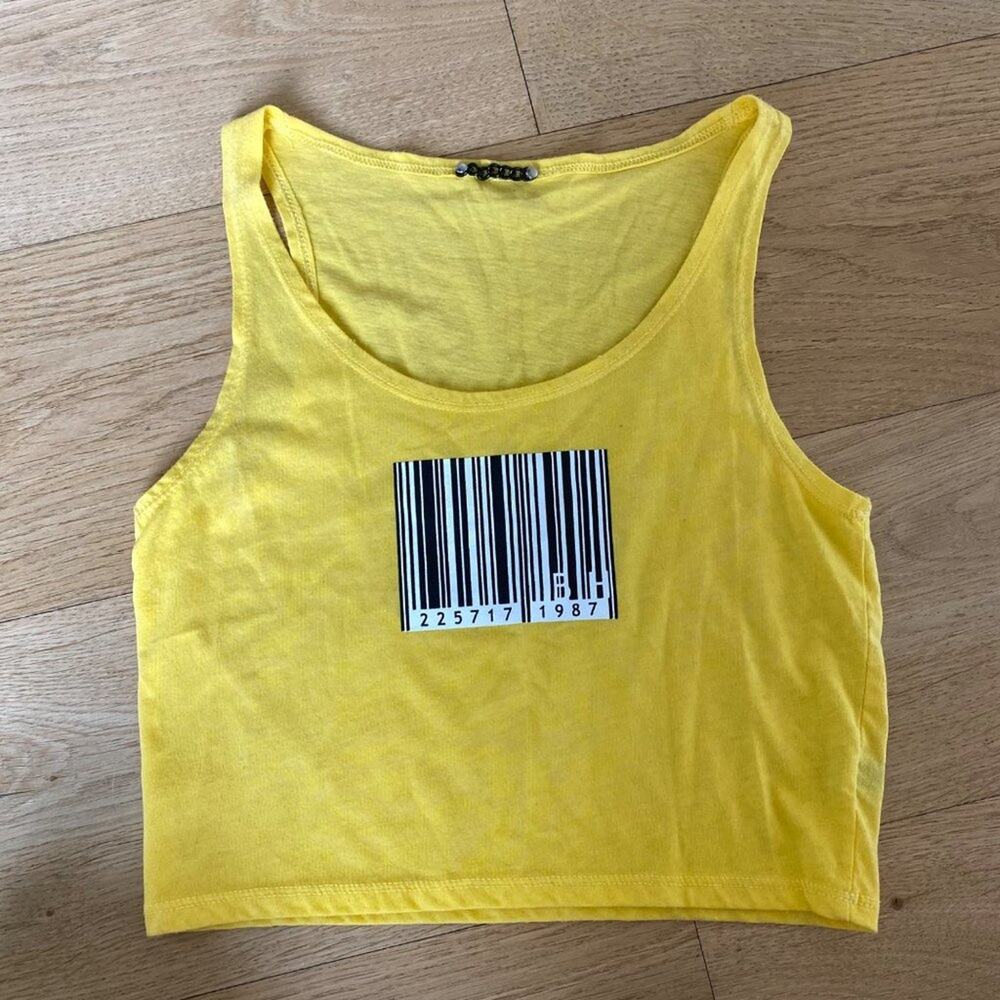 Barcode Sleeveless Tank in Yellow